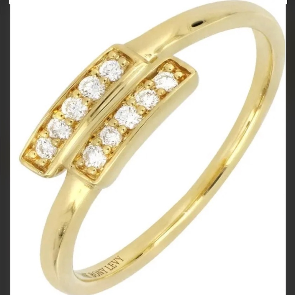 🆕 18K solid Yellow gold  Pave Diamond Bypass Ring